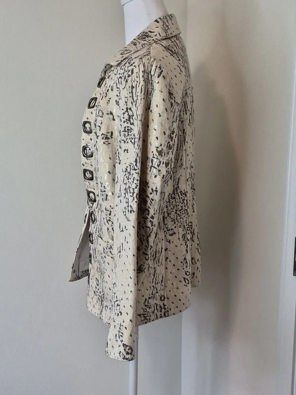 Peck & Peck Cream Patterned Women's Jacket with Metallic Accents Size 12